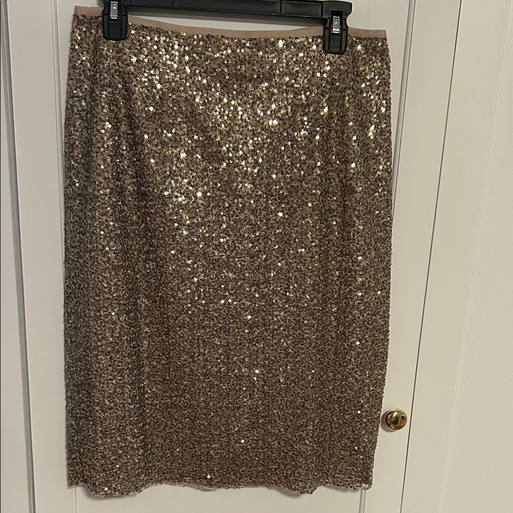Chico's Gold Sequin Pencil Skirt